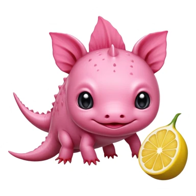 J’aimerais un Axolotl en dessin anime un peu rose qui mange un citron sticker