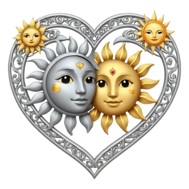 heart with a sun and moon motif sticker