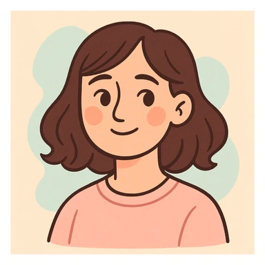 tasteful portrait of a brunette woman, soft pastel colors, gentle expression, pastel toon style sticker