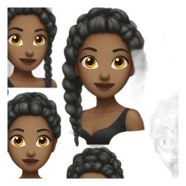 Black girl with long black dress with braid to hairstyle sticker