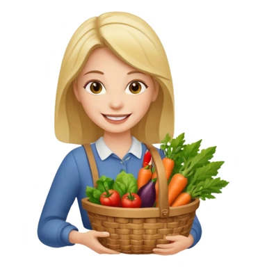 woman holding vegetables basket sticker