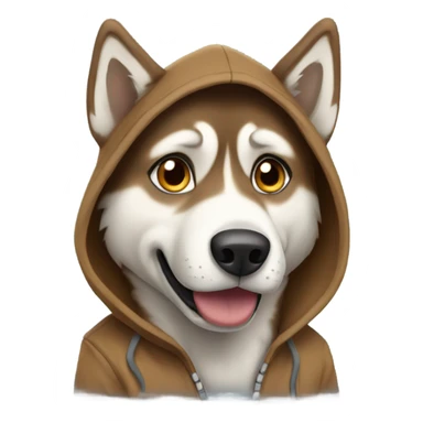 Brown Husky wearing a hoodie  sticker