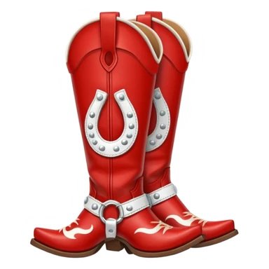 Red and white cowgirl boots with horseshoe design sticker