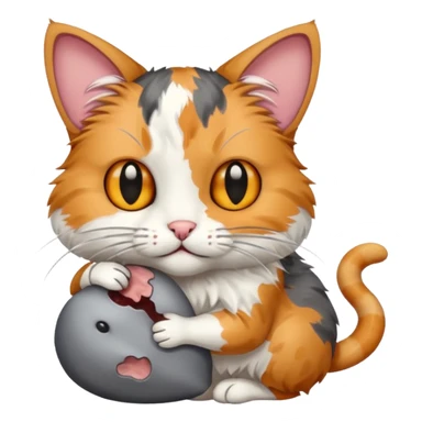 A cat holding a dead mouse sticker