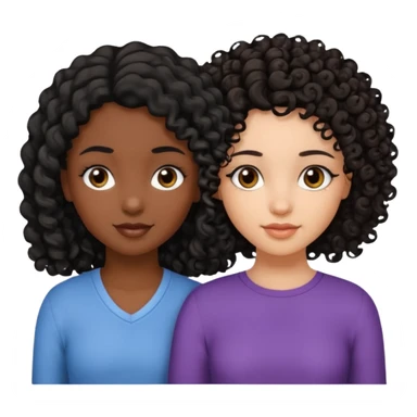 2 girl best friends. One who is African american with black hair and dark brown eyes. one who is white with curly dark brown hair and dark brown eyes. sticker