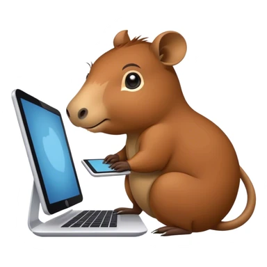 capivara mechendo no computador  sticker