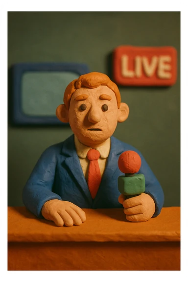 live broadcast icon, claymation style, tactile and unique sticker