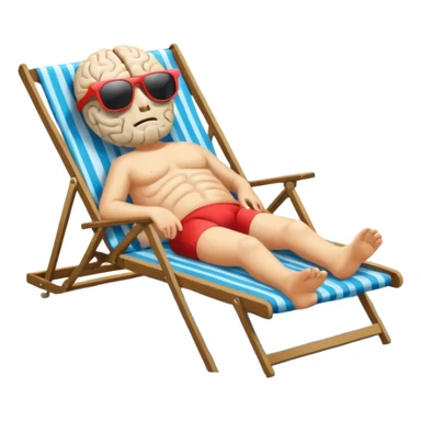 A brain lies in a deck chair wearing sunglasses at the edge of the pool. sticker