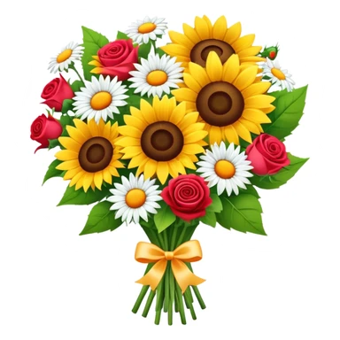 Sunflowers and daisy bouquet with roses sticker