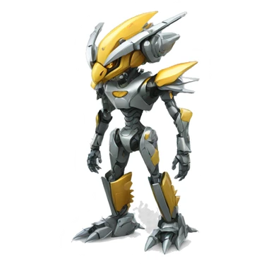 a futuristic mechanical spiky Medabot-Dragon full body sticker