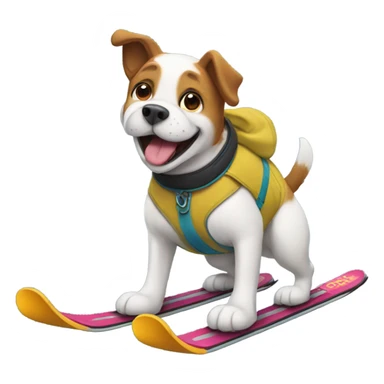 Dog skiing sticker