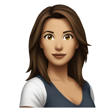 3/4 face, contrasted, shadow, light, Eva Longoria expression, standing from a distance, thin nose, brunette woman, hazel eyes, long eyelashes, dark shoulder shaded hair, white t-shirt, jeans, white sneakers sticker