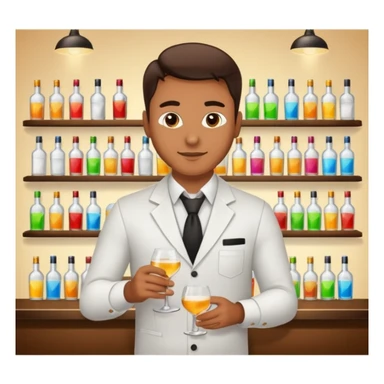 bartender mixing drinks, club backgroudn with bottles sticker