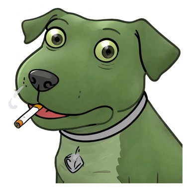 Dog smoking and squinting eyes tiredly  sticker