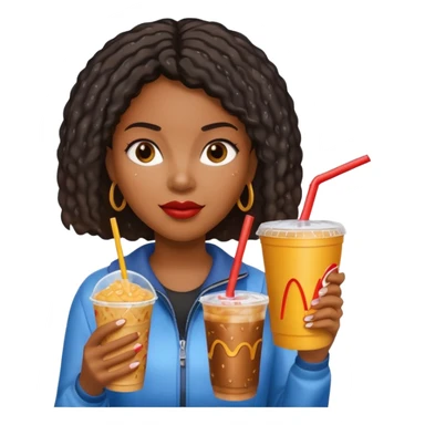 black woman holding fastfood drink sticker