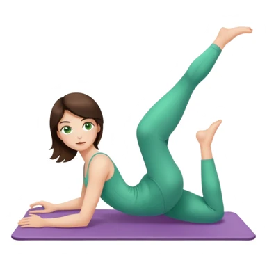 Brunette girl with green eyes doing pilate sticker