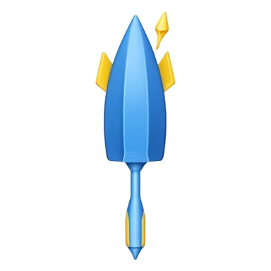 A blue foam dart with yellow on both ends sticker