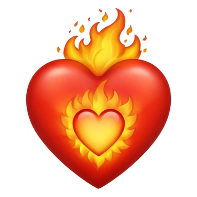 red heart in fire sticker