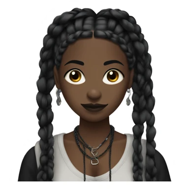 pretty black goth girl with boho knotless braids sticker
