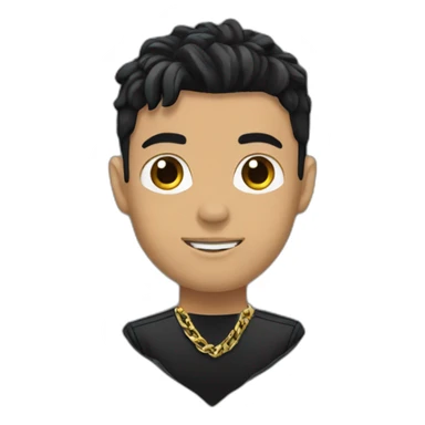 Ronaldo with black hair wearing gold chain and black shirt sticker