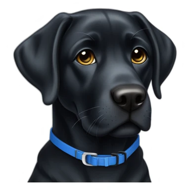 Black Labrador with blue collar sticker
