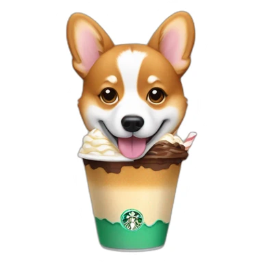 corgi tomando frappuccino sticker