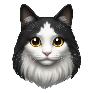 half black and half white long hair cat sticker