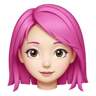 An Asian girl with pink hair, big eyes, thick eyebrows, and long eyelashes; only her head... sticker