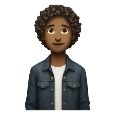 a guy with medium curly hair that flows down the head and has a light  shade of skin looks like a teenager and it's a side profile  sticker