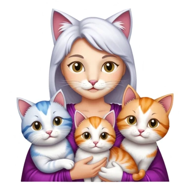 supermom cat with husband and kids sticker