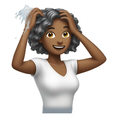 Young woman washing hair sticker