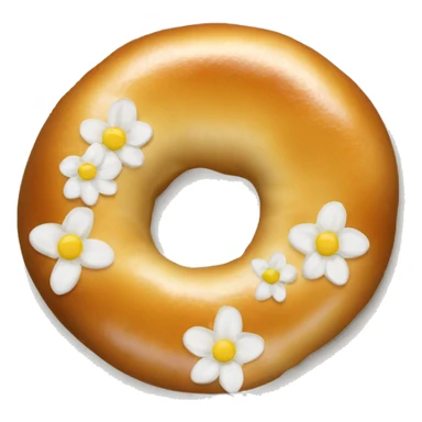 a bagel with a flower growing out of it sticker