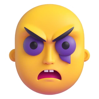 yellow face with one eye half-closed and the other open, angry expression sticker