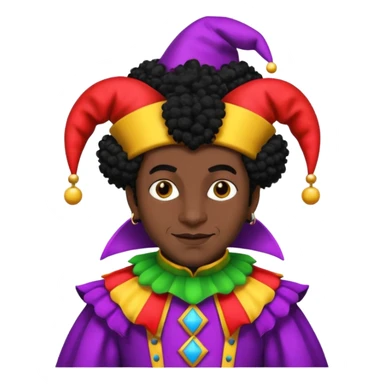 Medieval jester with dark brown skin and black Afro hair sticker