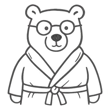 A bear wearing glasses and a bathrobe sticker