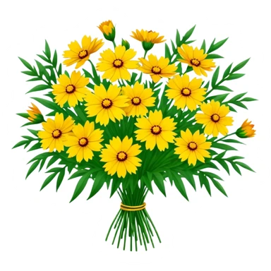 big bouquet Coreopsis, luxuriant, stem, leaf sticker