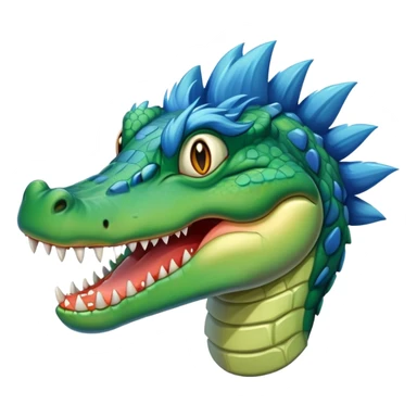 crocodile with a blue hair sticker