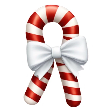 Candy cane with a white bow tied near the bottom sticker