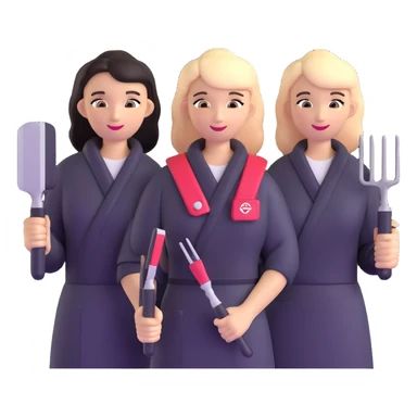beauty salon team members with styling tools sticker