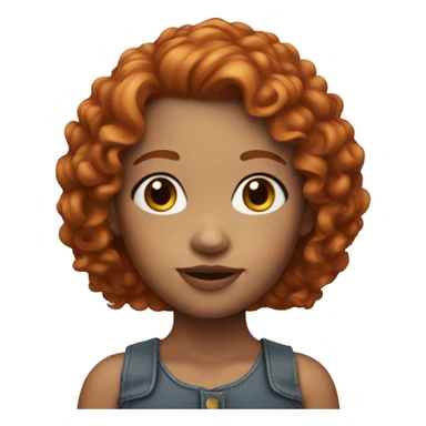 3d avatar memoji, young girl, front view, without neck, red curly hair, freckles sticker