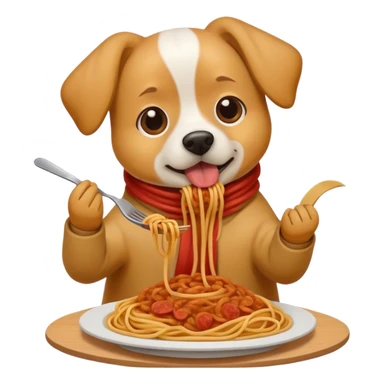 Dog eating spaghetti  sticker