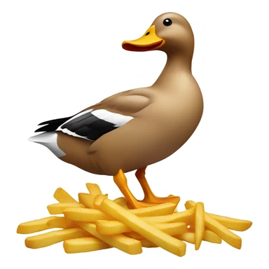 Duck eating French fries sticker