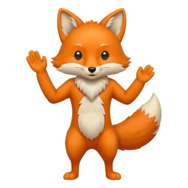 A full boddy orange fox that haves a hand slap  sticker