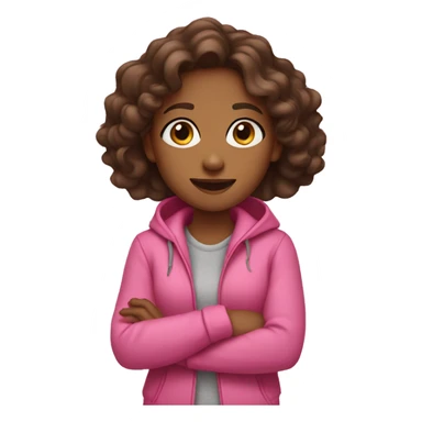 Brown girl in pink jacket hand heart sticker