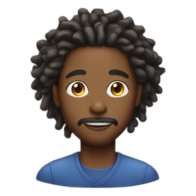 Young Black man with locs and a goatee and mustache sticker