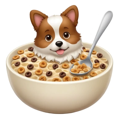 dog in a bowl of cereal sticker