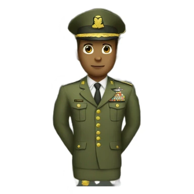 captain in a army with yellow  sticker