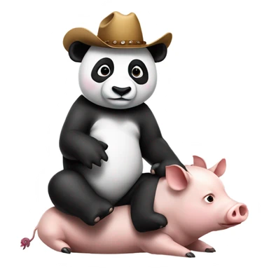Panda riding a pig with cowboy hat sticker