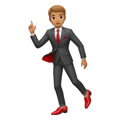 man with glasses wearing a suit and red shoes sticker