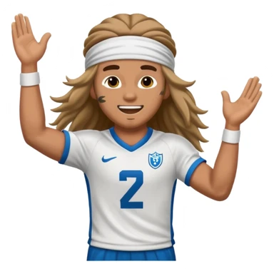 Long Haired Football Players, Player celebrating goal with headband, full body sticker